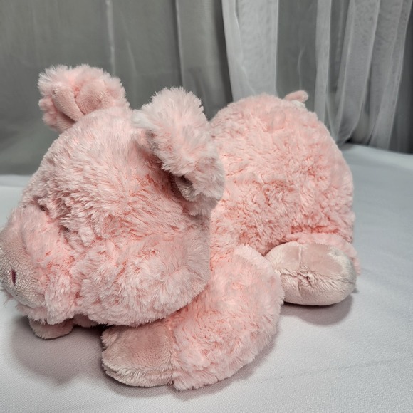 Aurora 12" Soft Pink Crouching Pig Piglet Stuffed Plush Animal Toy - Picture 3 of 10
